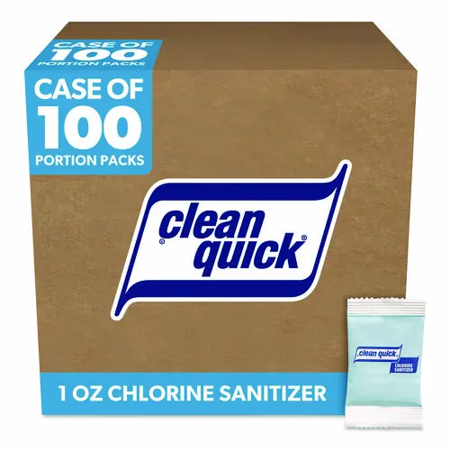 Clean Quick® Powdered Chlorine-Based Sanitizer, 1oz Packet, 100/Carton