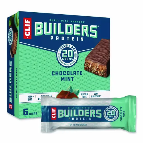 CLIF® Bar Builders Protein Bar, Chocolate Mint, 2.4 oz, 12 Bars/Box