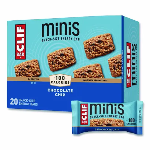 CLIF® Bar Energy Bar, Mini Chocolate Chip, 0.99 oz Bar, 20/Box