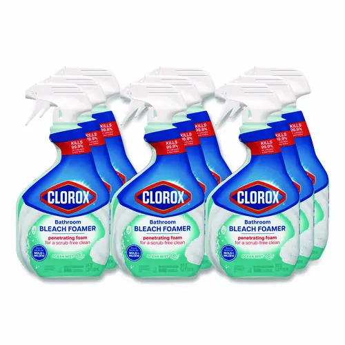 Clorox® Bathroom Foamer with Bleach, Ocean Mist, 30 oz Spray Bottle, 9/Carton