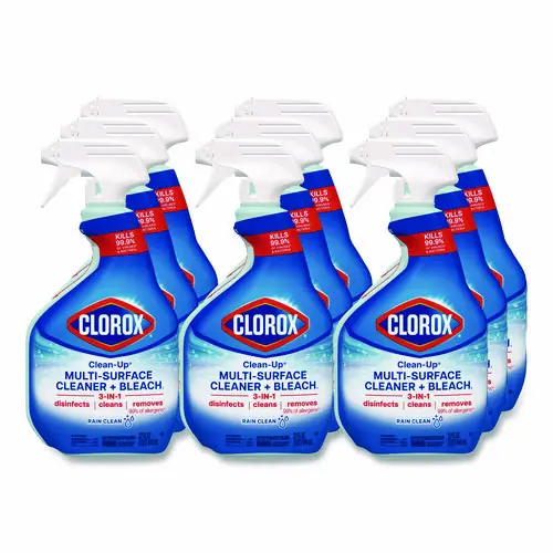 Clorox® Clean-Up Multi-Surface Cleaner with Bleach, 32 oz Spray Bottle, Rain Clean Scent, 9/Carton