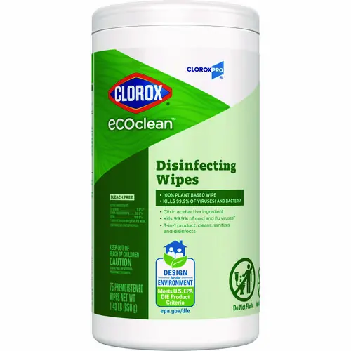 Clorox® CloroxPro EcoClean Disinfecting Wipes, Unscented, White, 75 Count