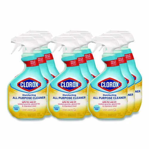 Clorox® Disinfecting All Purpose Cleaner Spray, Crisp Lemon Scent, 32 oz Bottle, 9/Carton