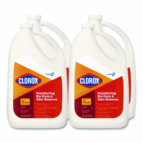 Clorox® Disinfecting Bio Stain and Odor Remover, Fragranced, 128 oz Refill Bottle, 4/Carton