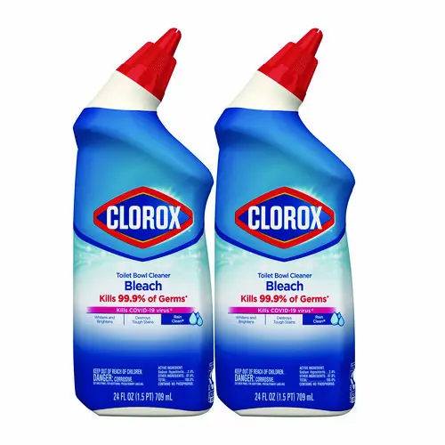 Clorox® Disinfecting Toilet Bowl Cleaner with Bleach, Rain Clean Scent, 24 oz, 2 Pack