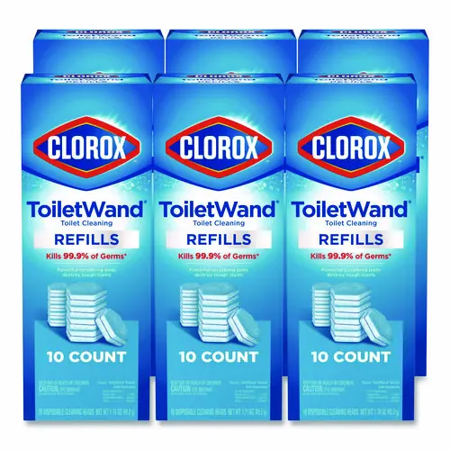 Clorox® Disinfecting ToiletWand Refill Heads, Blue/White, 10/Pack, 6 Packs/Carton