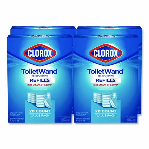 Clorox® Disinfecting ToiletWand Refills, Blue/White, 4/Carton (Extended Delivery)