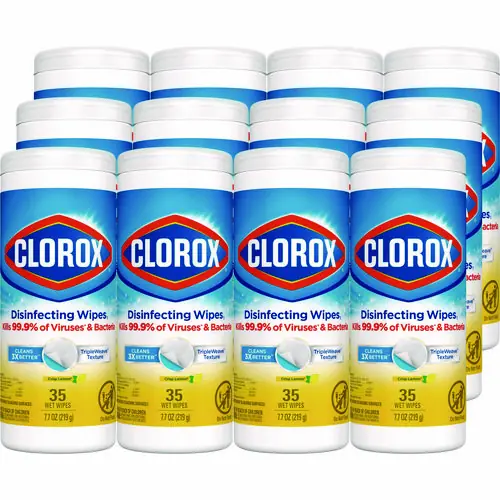 Clorox® Disinfecting Wipes, Bleach Free, Crisp Lemon Scent, 35 Wipes/Canister, 12 Canisters/Carton