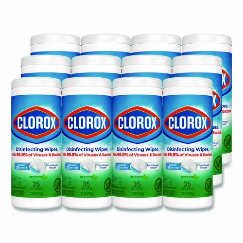 Clorox® Disinfecting Wipes, Fresh Scent, White, 35 Wipes per Canister, 12 Canisters per Carton, Bleach-Free, 7" x 8"