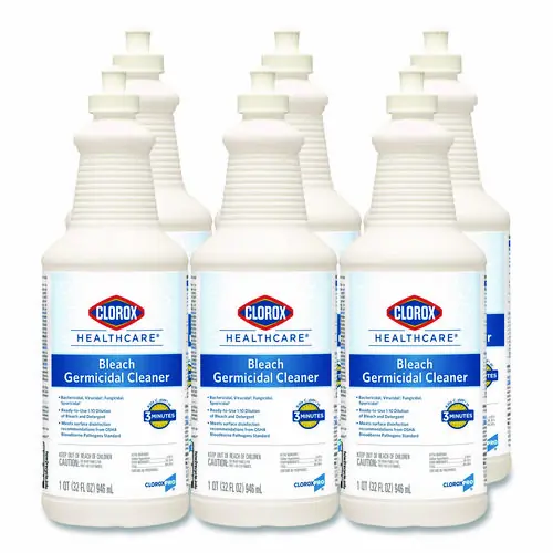 Clorox Healthcare® Bleach Germicidal Cleaner, 32 oz, Pull-Top Bottle, 6/Carton