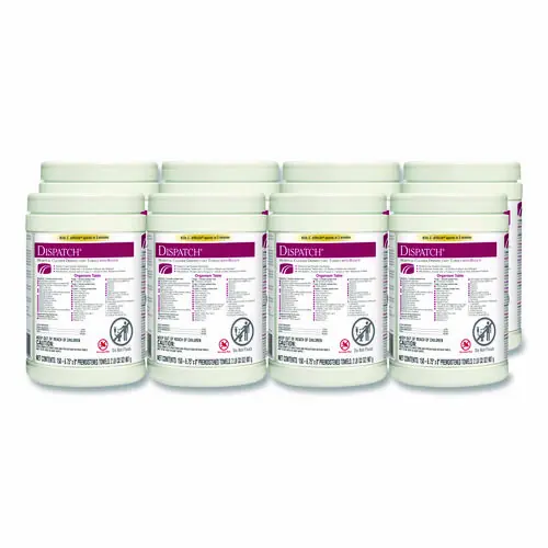 Clorox Healthcare® Dispatch Hospital Cleaner Disinfectant Towels w/Bleach, Unscented, White, 150 Towels/Canister, 8 Canisters/Carton