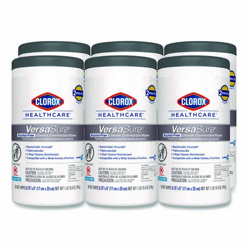 Clorox Healthcare® VersaSure Cleaner Disinfectant Wipes, Fragranced, White, 85 Wipes per Canister, 6 Canisters per Carton
