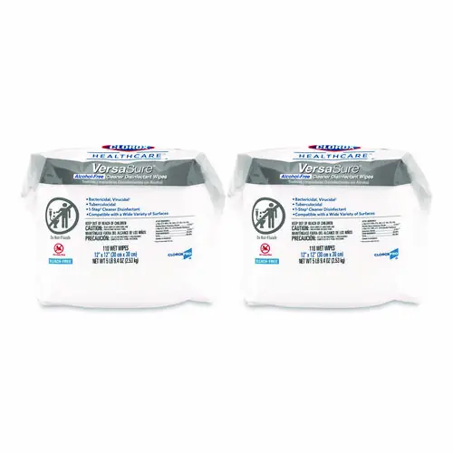 Clorox Healthcare® VersaSure Cleaner Disinfectant Wipes, 12" x 10", Fragranced, White, 110 Wipes/Pouch, 2 Pouches/Carton