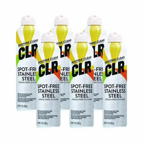 CLR® Spot-Free Stainless Steel Cleaner, Citrus, 12 oz Can, 6/Carton