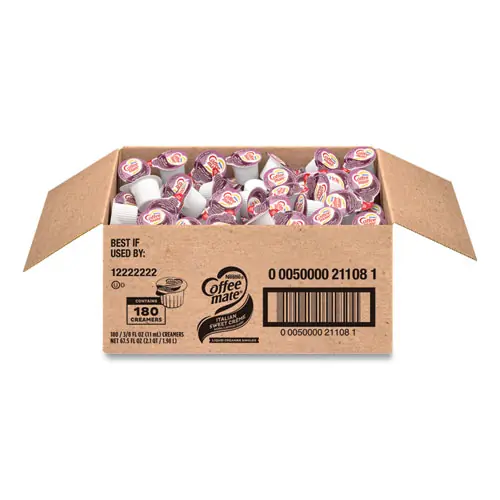 Coffee mate® Bulk Liquid Coffee Creamer, Italian Sweet Cream, 180 Mini Cups per Carton