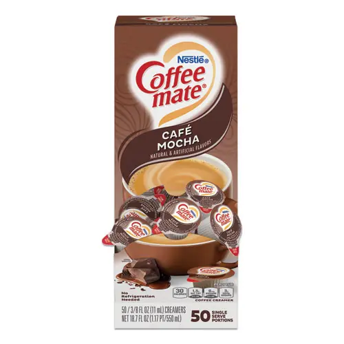 Coffee mate® Liquid Coffee Creamer, Cafe Mocha, Mini Cups, 50/Box