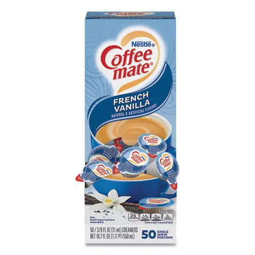 Coffee mate® Liquid Coffee Creamer, French Vanilla, 50 Mini Cups, 0.38 oz Each