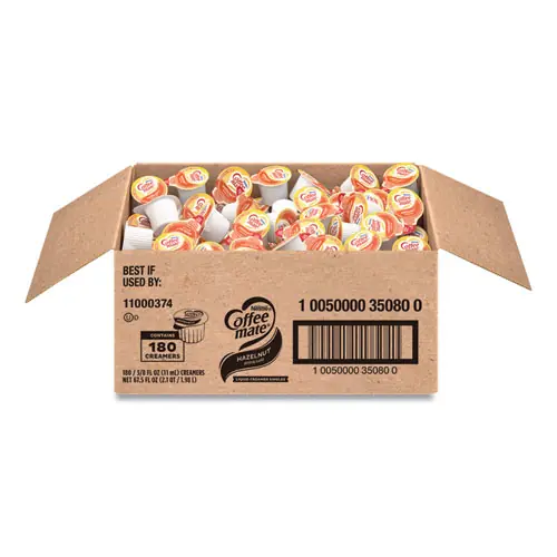 Coffee mate® Liquid Coffee Creamer, Hazelnut, 0.38 oz Mini Cups, 180/Carton