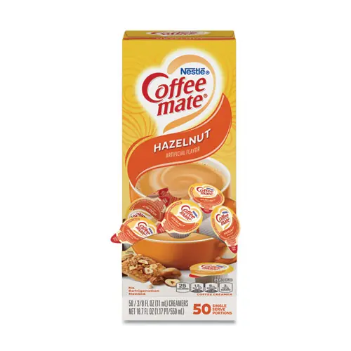 Coffee mate® Liquid Coffee Creamer, Hazelnut, 0.38 oz Mini Cups, 50/Box