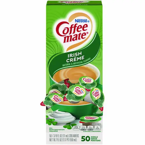 Coffee mate® Liquid Coffee Creamer, Irish Cream, 0.38 oz Mini Cups, 50/Box