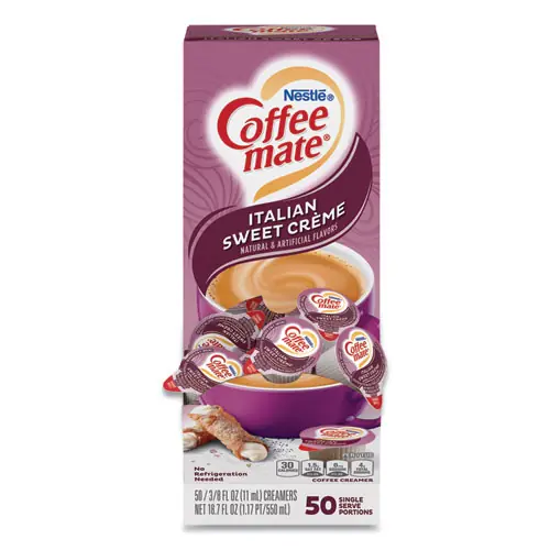 Coffee mate® Liquid Coffee Creamer, Italian Sweet Cream, 50 Mini Cups (0.38 oz each)