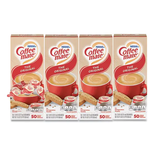 Coffee mate® Liquid Coffee Creamer, Original, Mini Cups, 0.38 oz, 50/Box, 4 Boxes/Carton