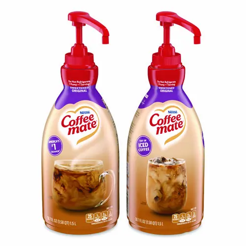 Coffee mate® Liquid Coffee Creamer, Sweetened Original, 1.5 L Pump Bottle, 2/Carton