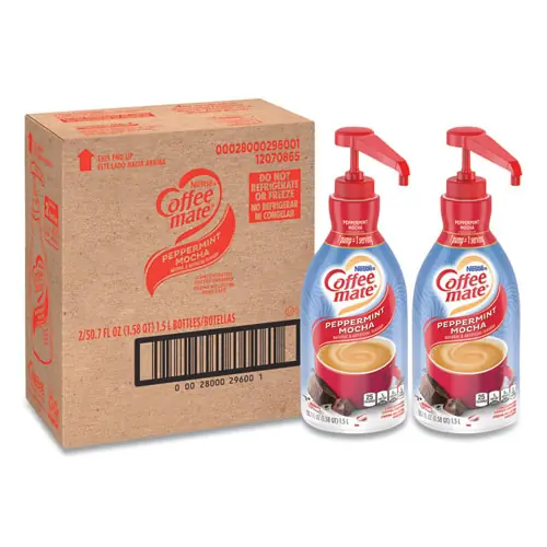 Coffee mate® Liquid Creamer Pump Bottle, Peppermint Mocha, 1.5 L, 2 Bottles/Carton