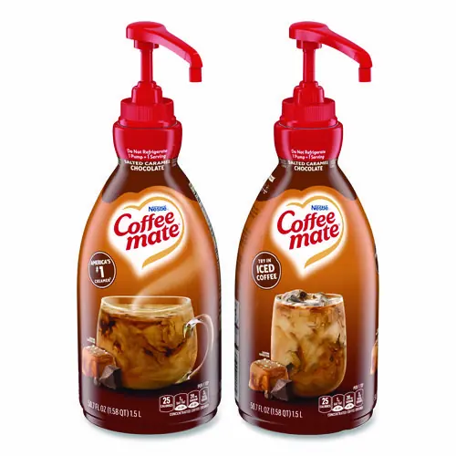 Coffee mate® Liquid Creamer Pump Bottle, Salted Caramel Chocolate, 1.5 L, 2/Carton