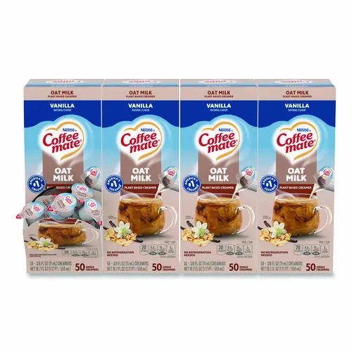 Coffee mate® Plant-Based Oat Milk Liquid Creamers, Natural Vanilla, 0.38 oz Mini Cups