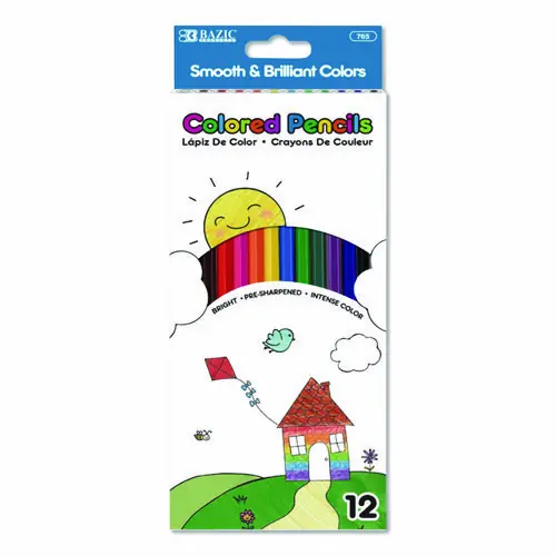 Color-Brite® Colored Pencil Set, 12/Set, 3 mm, Assorted Colors