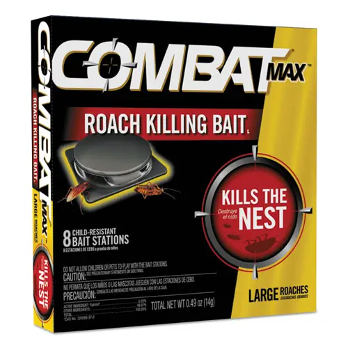 Combat® Roach Bait Insecticide, 0.49 oz, 8 Baits/Pack, 12 Packs/Carton