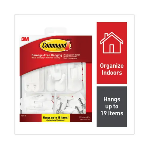 Command™ General Purpose Hooks Variety Pack, Assorted Sizes, Plastic, White, 54 Pieces/Pack, Holds 0.5 to 16 lbs
