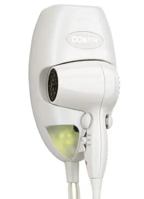 Conair 1600W, LED Light, 2 Heat/Speed, Auto-Off, Hard Wire, White