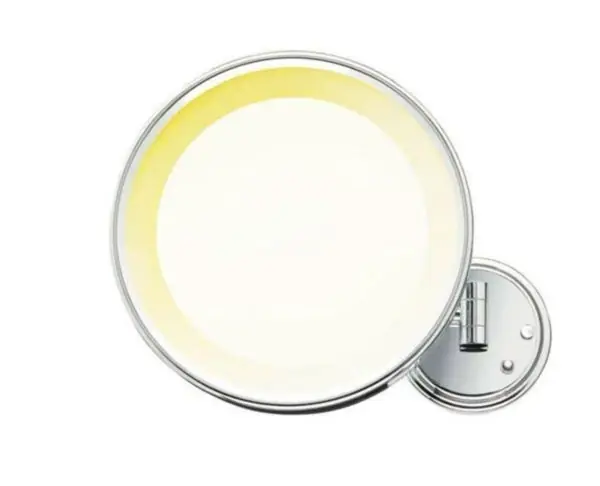 Conair 8 inch Lighted Wall Mount Mirror, 5x-1x, Chrome