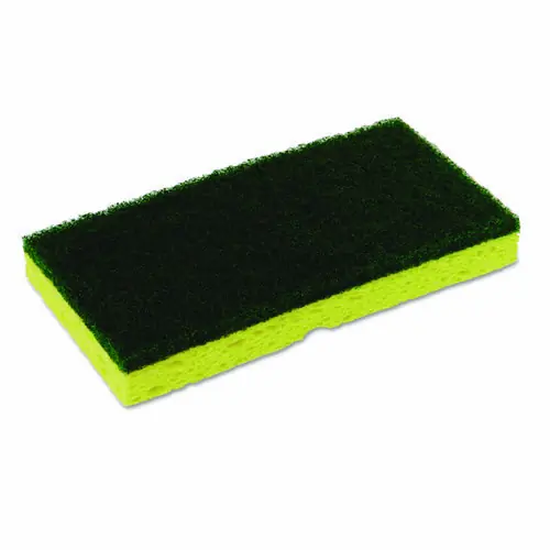 Continental® Medium-Duty Scrubber Sponge, Yellow/Green, 5/Pack, 8 Packs/Carton