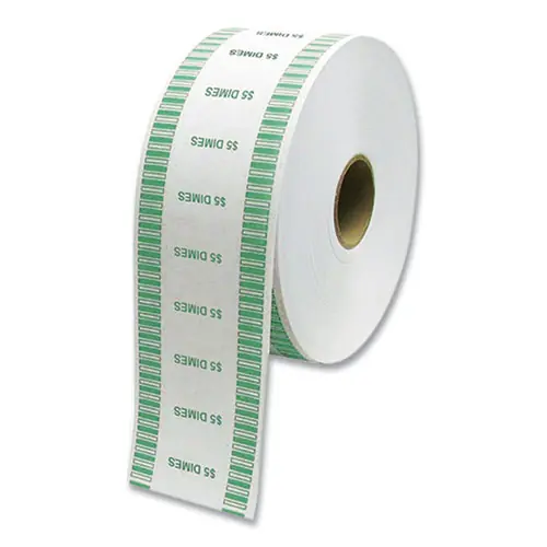 CONTROLTEK® Automatic Coin Wrapper Roll for Coin Wrapping Machines, Dimes, Kraft/Green, 2,000 Wraps per Roll, 8 Rolls per Carton