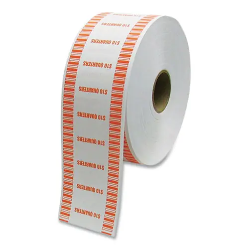 CONTROLTEK® Automatic Coin Wrapper Roll for Coin Wrapping Machines, Quarters, Kraft/Orange, 2,000 Wraps/Roll, 8 Rolls/Carton