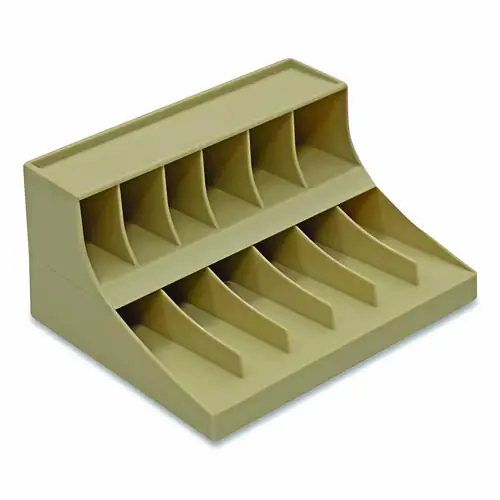CONTROLTEK® Coin Wrapper and Bill Strap 2-Tier Rack, 11 Compartments, Pebble Beige