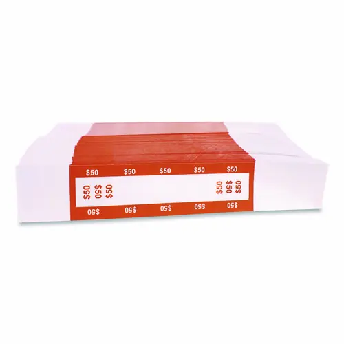 CONTROLTEK® Currency Straps, $50, Self-Adhesive, 1,000/Pack