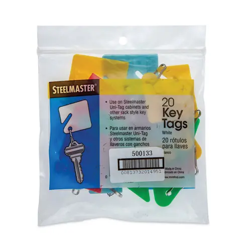 CONTROLTEK® Key Tags, Blue/Green/Red/Yellow, 20/Pack, 3 Packs/Carton