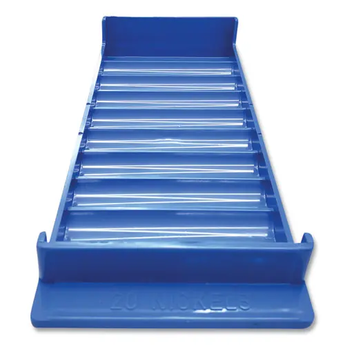 CONTROLTEK® Stackable Plastic Coin Tray, Blue, 10 Compartments, 2/Pack