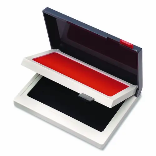 COSCO 2000 PLUS Two-Color Felt Stamp Pad Case, Black/Red, 4" x 2"