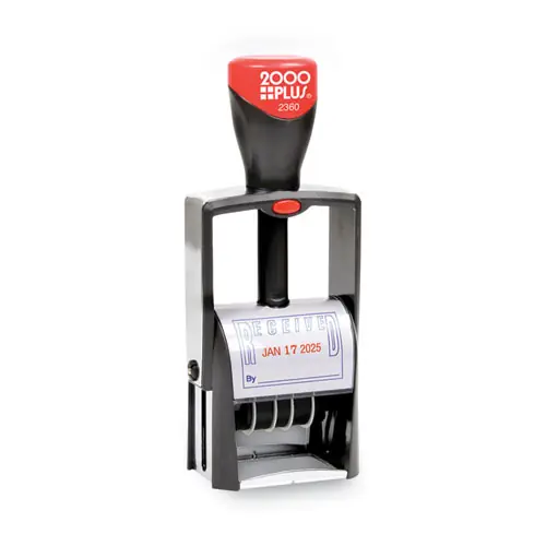 COSCO 2000PLUS® Self-Inking Heavy-Duty Line Dater, 1.25 x 1.83, Red/Blue