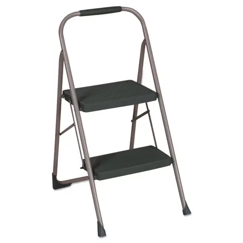 Cosco® Big Step Folding Stool, 2-Step, Black/Gray