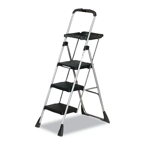 Cosco® Max Work Platform, 3-Step Steel Ladder, 55" Working Height, 225 lb Capacity, Black