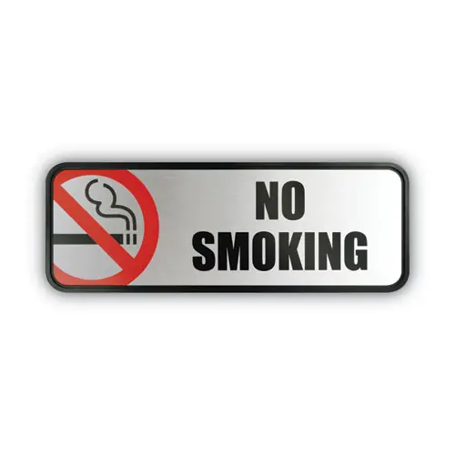 COSCO Brush Metal Office Sign, No Smoking, Silver/Red