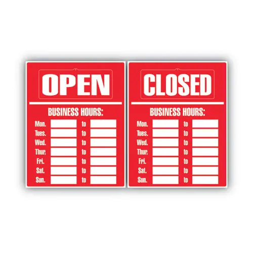 COSCO Business Hours Sign Kit, 15 x 19, Red