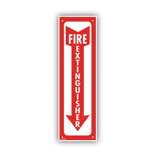 COSCO Glow-In-The-Dark Safety Sign - Fire Extinguisher, Red, 4" x 13"