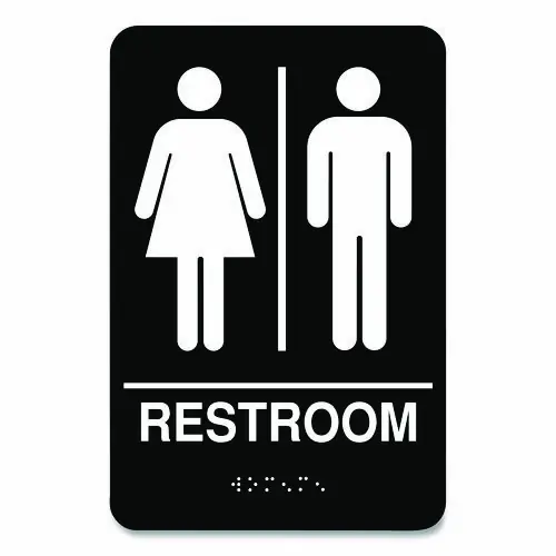 COSCO Indoor Restroom Door Sign, Unisex, Black/White